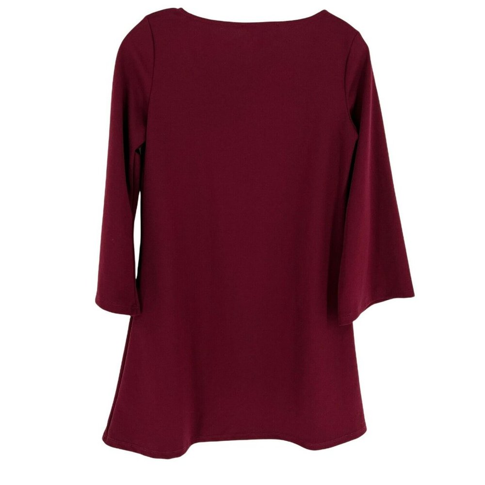 New The Vanity Room Pullover Shirt Dress Women's XSP Port Wine Bell Slee… - Picture 2 of 8